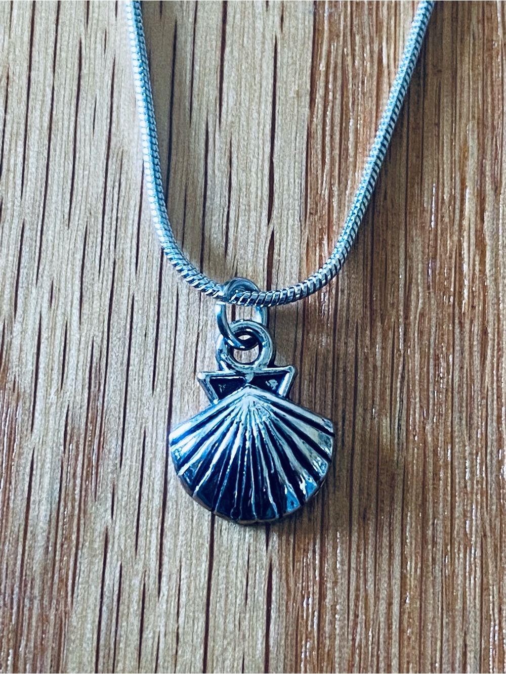 Silver tone small Shell Charm Necklace